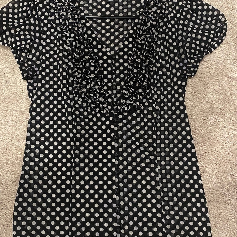 INC International Concepts Black and White Polka Dot Blouse